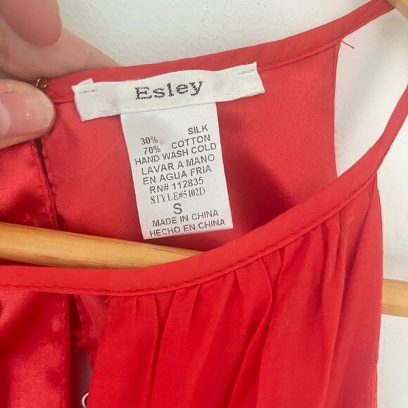 Esley Orange Silk Blend Open Shoulder A-Line Dress - Picture 9 of 10